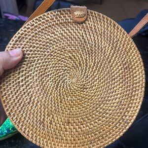 Round Woven Straw Crossbody Bag